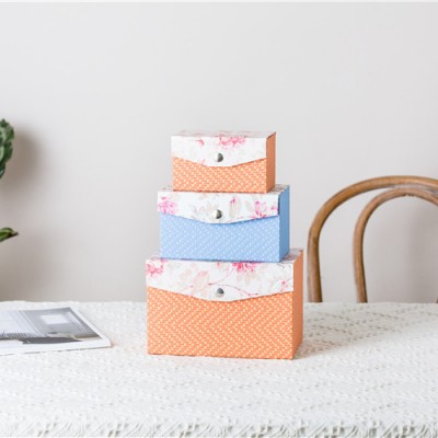 set of 3 sizes desktop organizer home school colorful eco friendly paper cardboard clothes toy gift storage box with lid