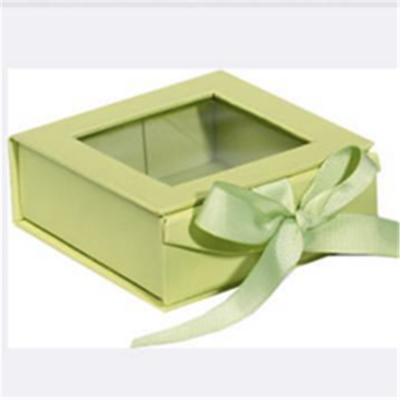 High quality modern design square folding rigid handmade paper gift box set with window